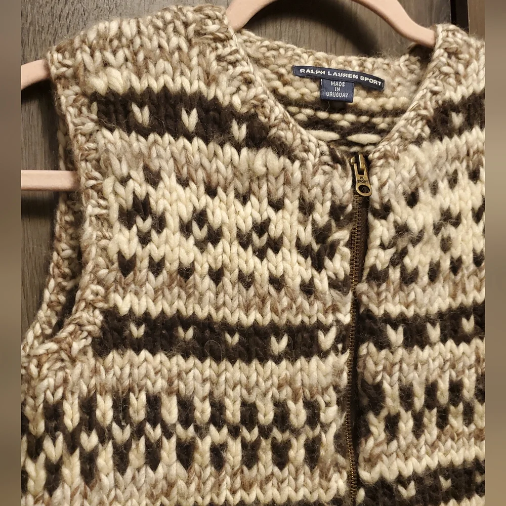 Vintage Ralph Lauren Hand Knit Sweater Vest Wool Ski Native American Cohican M - Picture 2 of 8